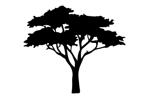 Baum-Silhouette Zeichnung Design Vektor-Illustration Clipart Eps
