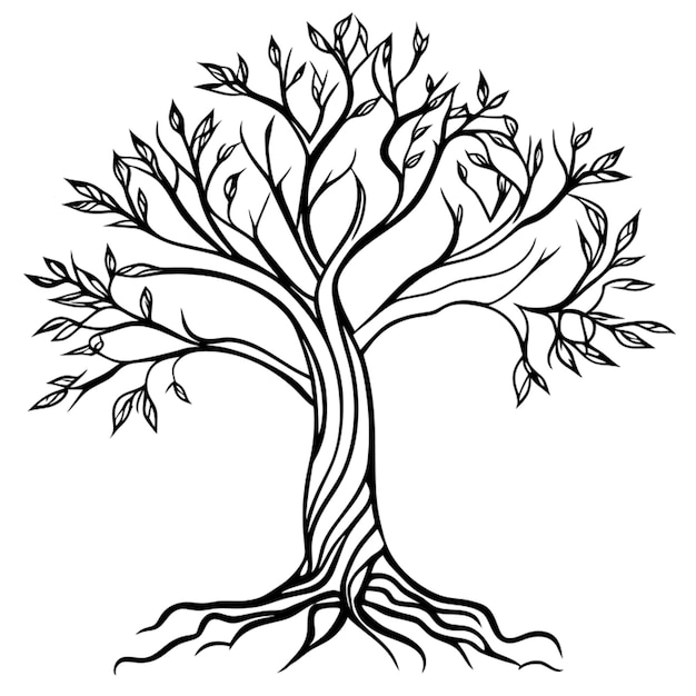 Vektor baum-vektorillustration-linienkunst