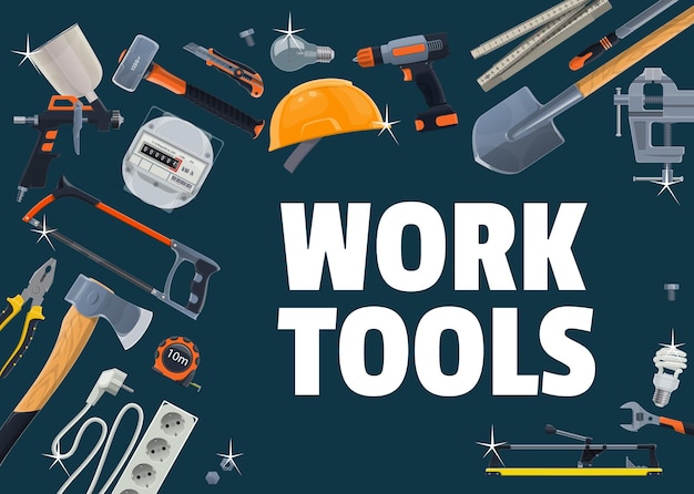 Baureparatur- und DIY-Arbeitswerkzeugvektor