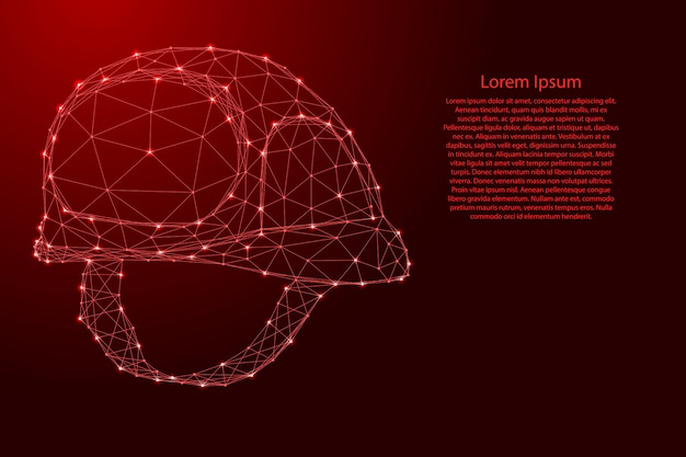 Bausturzhelm, Sicherheitskonzept von den futuristischen polygonalen roten Linien und von den glühenden Sternen