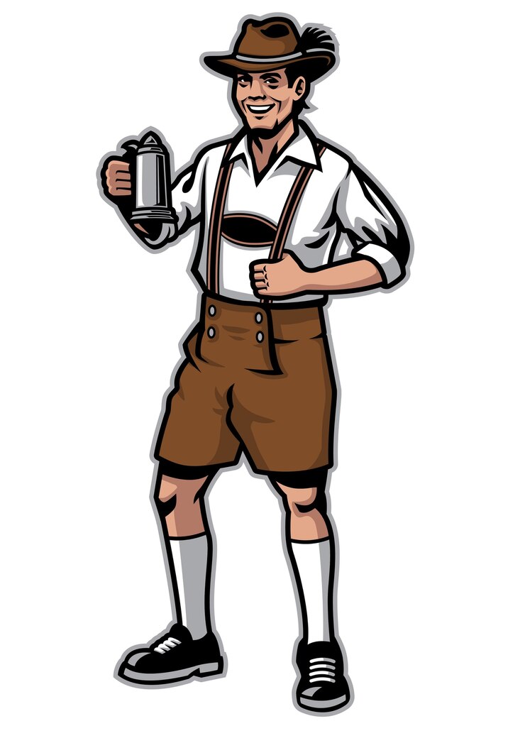 Vektor bayerische männer und traditioneller bierkrug