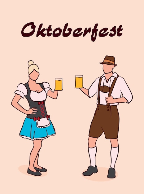 Vektor bayerisches ehepaar. oktoberfest. vektordesign.