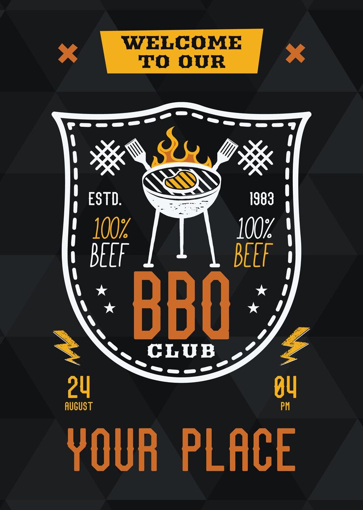 BBQ-Club-Einladungs-Flyer-Vorlage BBQ-Grill-Karte für Social-Media-Marketing Grill-Post-Design Stock-Vektor-Poster
