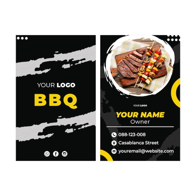 Bbq doppelseitige Visitenkarte vertikal