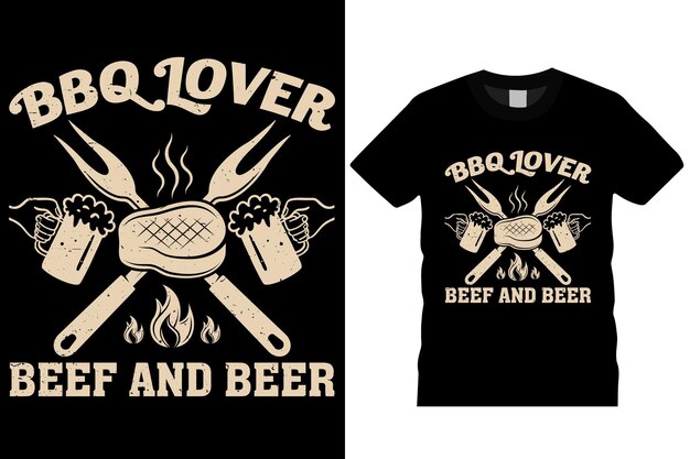 Vektor bbq premium-vektortypographie-t-shirt-design perfekt für den druck vorlage