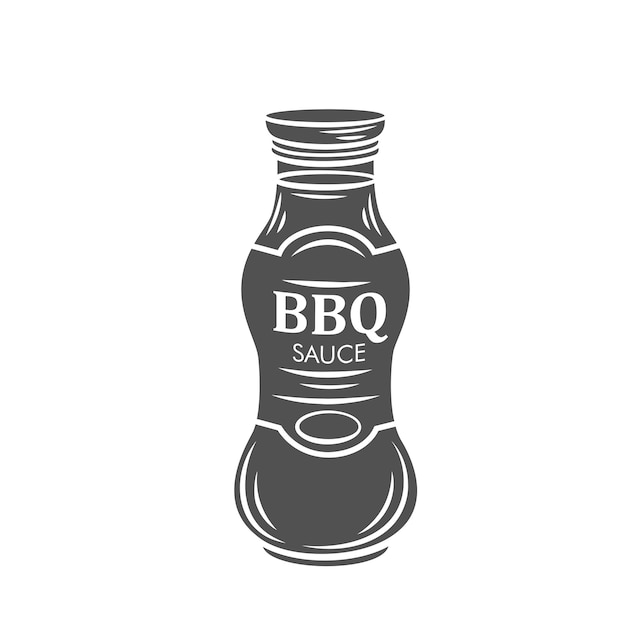 Bbq-sauce in glasflaschen-silhouette-glyphe-symbol