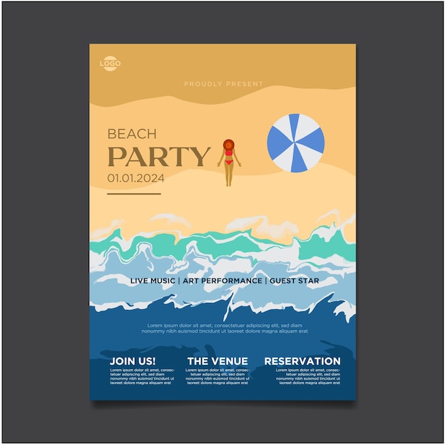 Vektor beach-party plakat