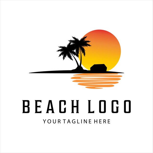 Beach vintage retro minimalistisches logo-vektor-illustrationsdesign