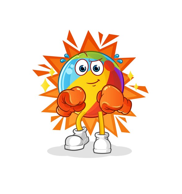 Beachball-boxer-charakter. cartoon-maskottchen-vektor