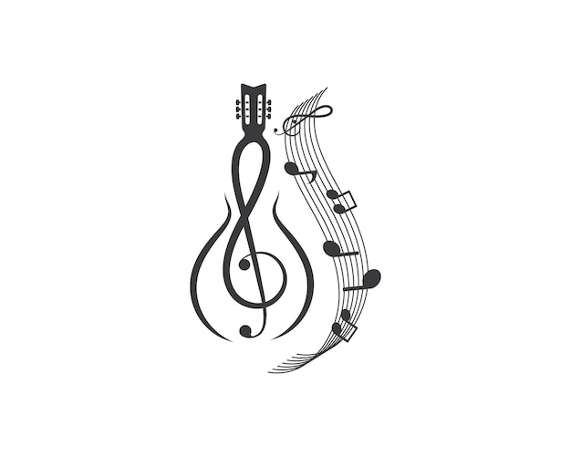 Vektor beachten sie die gitarre-symbol-logo-vektor-illustration