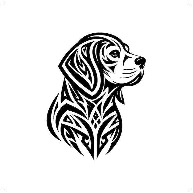 Beagle-hund im modernen stammes-tattoo abstrakte linienkunst von tieren minimalistische kontur vektor