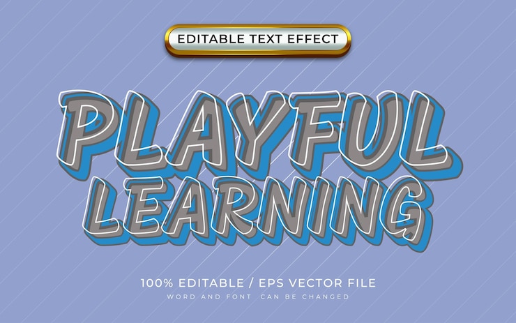 Vektor bearbeitbare 3d-text-effekte spielliches lernen