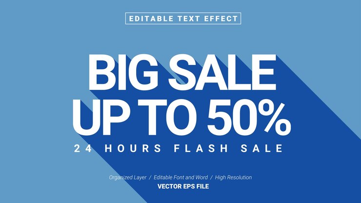 Bearbeitbare Big Sale 50 Typografie Vorlage Texteffekt Stil Schriftzug Vektor Illustration Logo