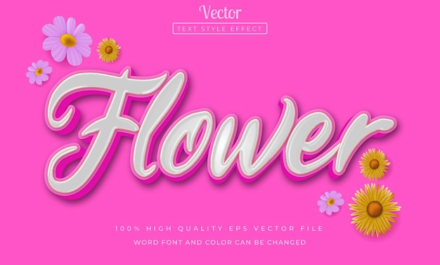 Vektor bearbeitbare blumen-text-effekt 3d-stil