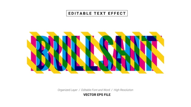 Bearbeitbare brilliant- oder bullshit-schrift typografie-vorlage texteffekt-stil vektorillustration