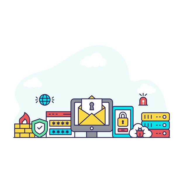 Bearbeitbare Designillustration sicherer E-Mail