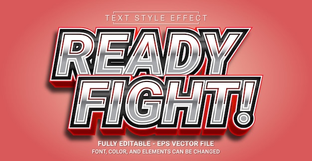 Bearbeitbare grafiktextvorlage mit „ready fight“-textstileffekt