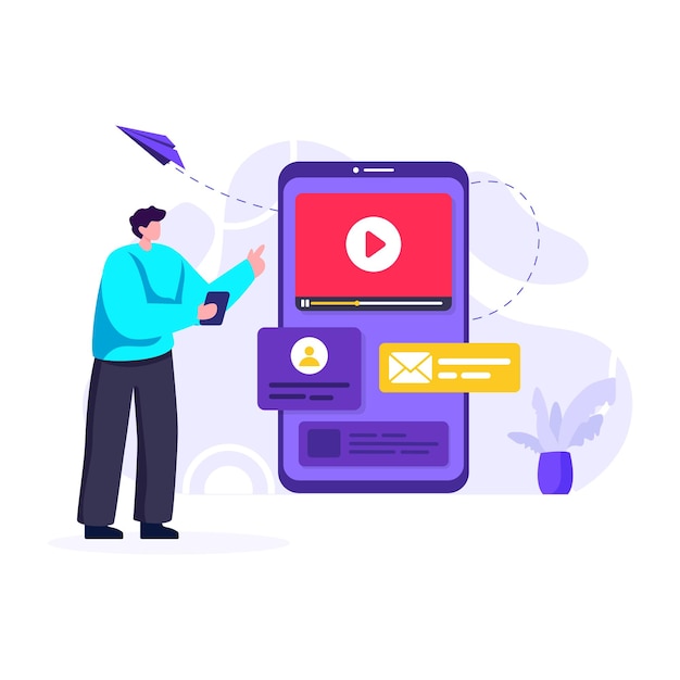 Bearbeitbare Illustration des flachen Stils des Videomarketings