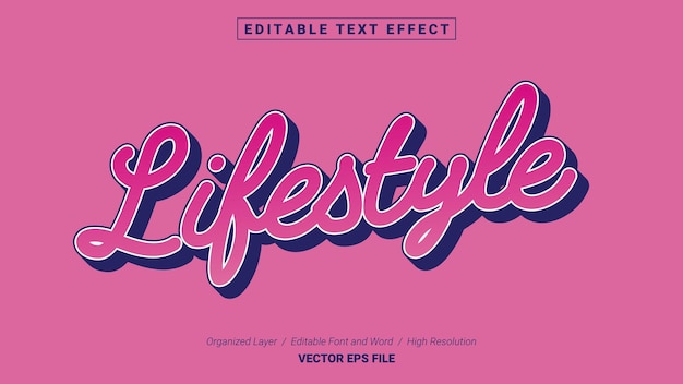 Bearbeitbare Lifestyle-Schriftart. Typografie-Vorlage Texteffekt Stil Schriftzug Vektor Illustration Logo