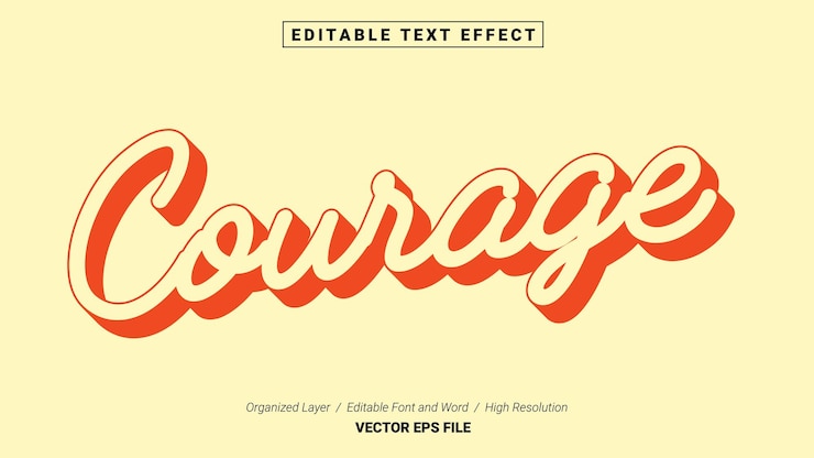 Bearbeitbare Mut-Schriftart. Texteffektstil für Typografievorlagen. Schriftzug-Vektor-Illustration-Logo.
