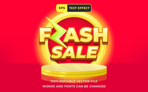Vektor bearbeitbare text-effekt-flash-verkauf 3d perfekt für die werbe-produkt-vorlage