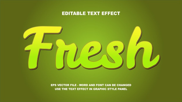 Bearbeitbare Text-Effekt-Frische 3D-Vektorvorlage