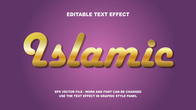 Bearbeitbare Text-Effekt-Islamische 3D-Vektorvorlage