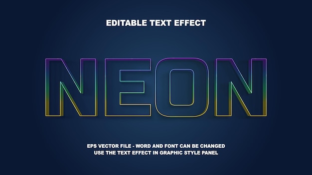 Bearbeitbare Text-Effekt-Neon 3D-Vektorvorlage