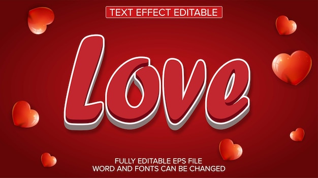 bearbeitbare Text-Effekt Valentinstag Vektor