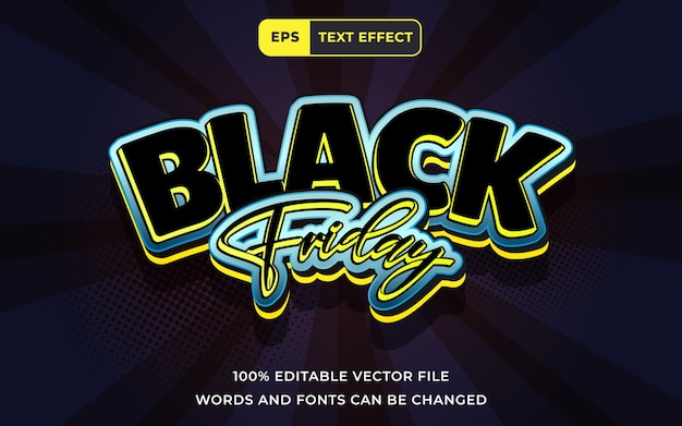 Vektor bearbeitbare text-effekte black friday 3d perfekt für die werbung von produkten