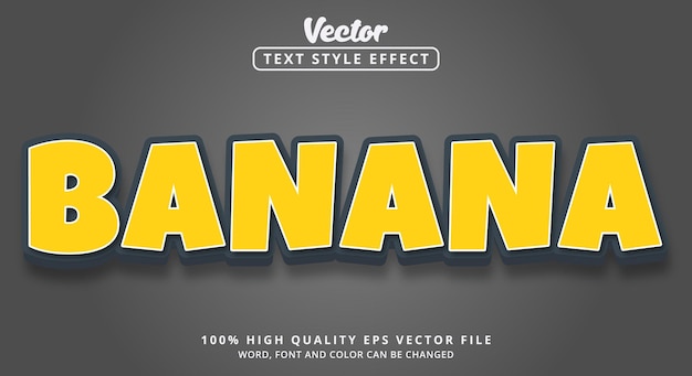 Bearbeitbare Texteffekte Bananentext in modernem Farbstil und dunklem Metallstil