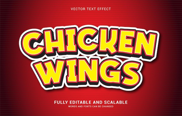 Vektor bearbeitbare texteffekte im chicken wings-stil