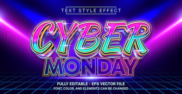 Vektor bearbeitbare texteffekte mit cyber monday theme premium graphic vector template