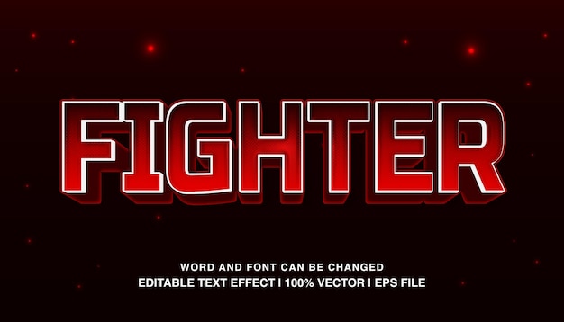 Bearbeitbare Texteffektvorlage „Kämpfer“, 3D-Fett-Rot-Neon-Futuristik-Retro-Schrift