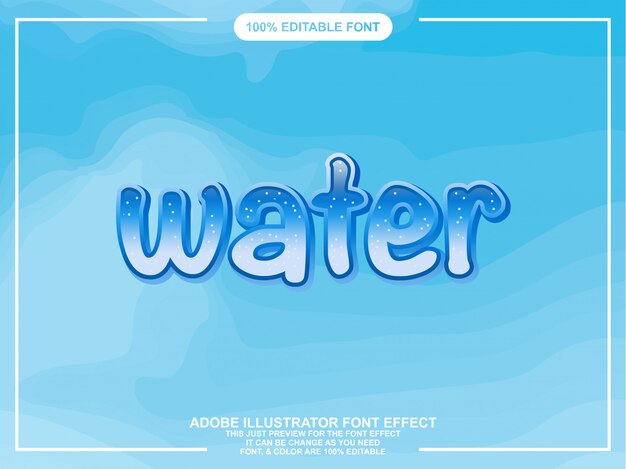 Bearbeitbare typografie des illustrators des blauen wassers des illustrators