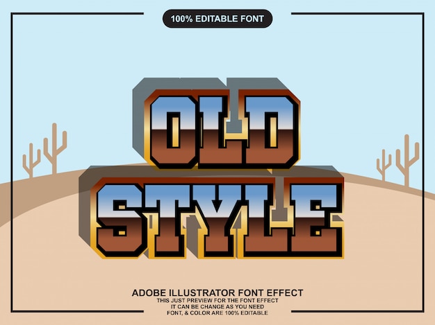Vektor bearbeitbare typografie des retro-text-grafikstils des illustrators
