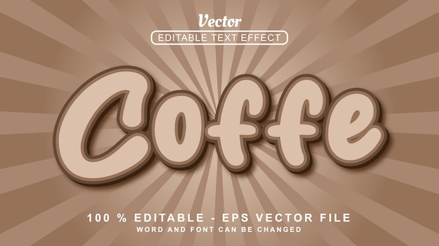 Bearbeitbarer 3D-Text-Effekt Coffe-Fun-Stil isoliert auf Gradient-Hintergrund