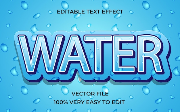 Bearbeitbarer 3D-Text-Effekt Wasser-Minimalist-Vektor-Texteffekt