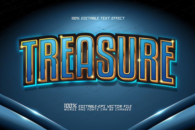 Bearbeitbarer 3D-Texteffekt des blauen Meeresschatzes