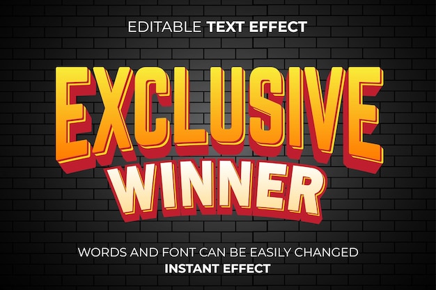 Bearbeitbarer 3d-texteffekt, exklusiver gewinnerspiel-texteffekt