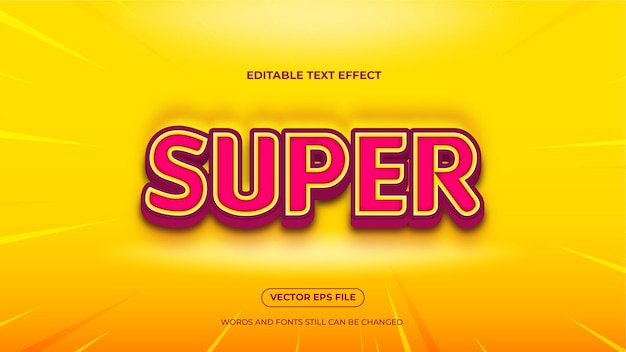 Bearbeitbarer 3D-Texteffekt Super