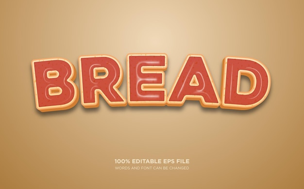 Bearbeitbarer 3d-textstileffekt für brot