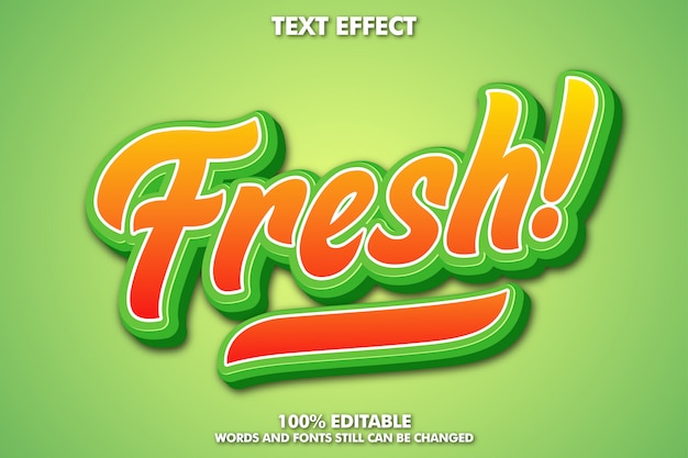 Vektor bearbeitbarer frischer texteffekt, typografie mit fruchtfarbthema