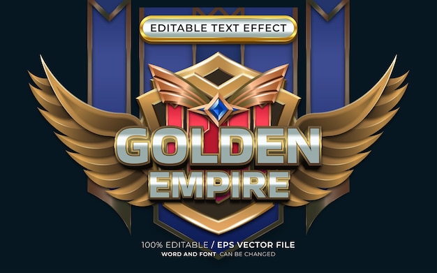 Bearbeitbarer golden empire-texteffekt mit geflügeltem emblem