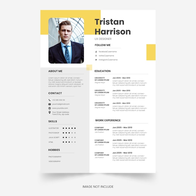 Bearbeitbarer moderner Lebenslauf oder minimalistisches CV-Vorlagendesign