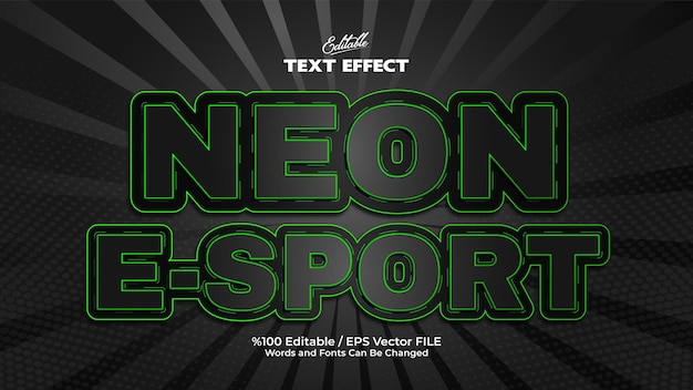 Vektor bearbeitbarer neon-esport-text-effekt