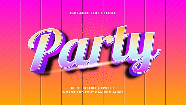 Bearbeitbarer Partytexteffekt im modernen 3D-Stil