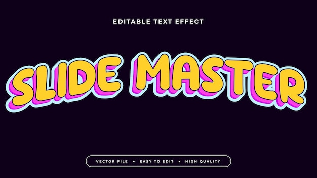 Bearbeitbarer Text-Effekt Gelber Dia-Master-Text auf schwarzem Hintergrund