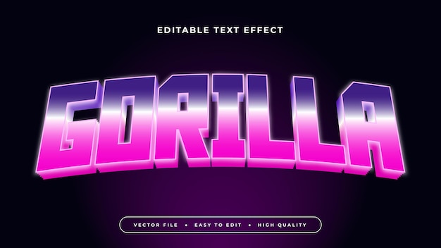 Bearbeitbarer Text-Effekt Glow purpurfarbener Gradient Gorilla-Text auf dunklem Hintergrund