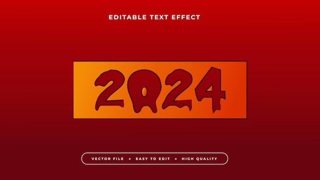 Bearbeitbarer text-effekt roter 2024 text auf dunklem hintergrund